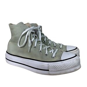 Converse Women's Light Green High Top Lace Up Canvas Sneakers 7.5 Casual Summer